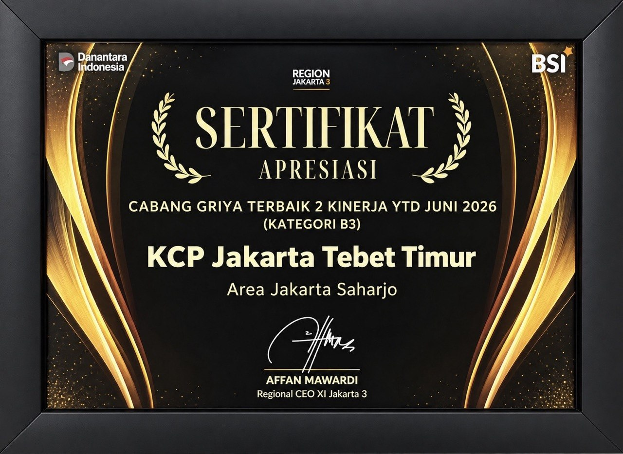 Sertifikat Cabang Griya Terbaik 2 Kinerja YTD Juni 2026